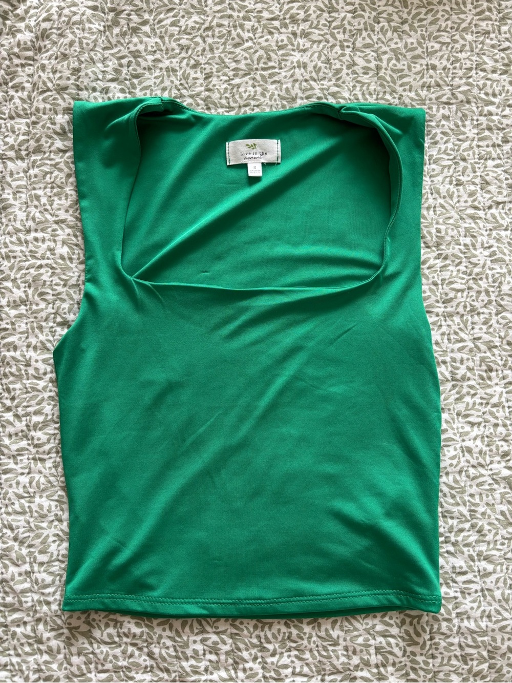 Sleeveless Square-Neck Tank Top in Emerald Green